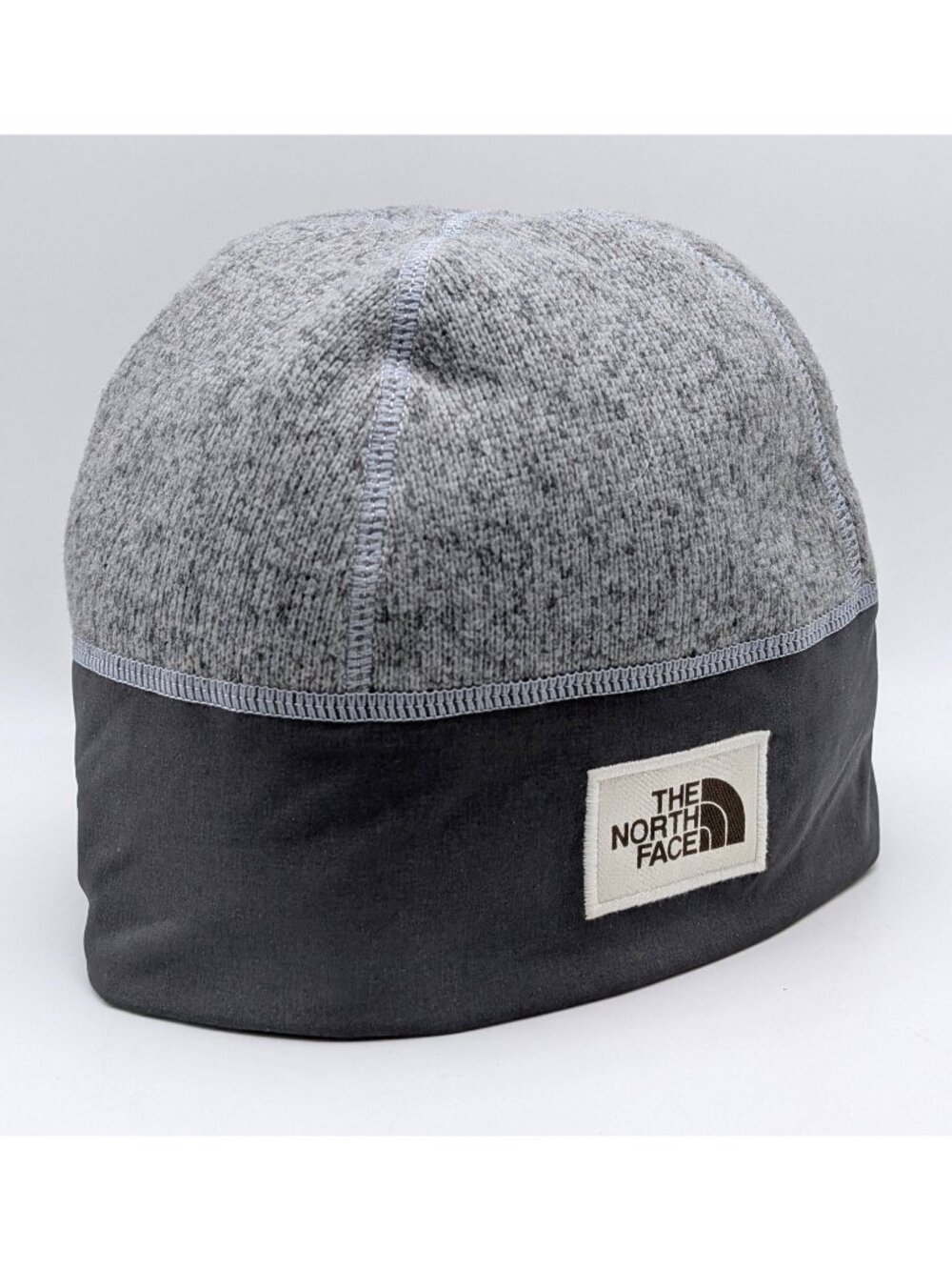The North Face Reversible Fleece Beanie Hat Gray Black Winter Knit Unisex S/M